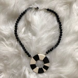 Ceramic Bead B&W Necklace! Handpainted statement